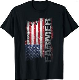 T-shirts pour hommes USA Drapeau Farmer American Farmers Tee Chemise en pur coton Hommes Casual T-shirts à manches courtes Tops Drop