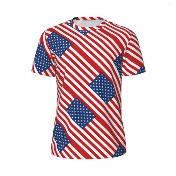 Camisetas para hombre, camisa con bandera de EE. UU., camisetas deportivas con estampado de rayas, camiseta de manga corta de secado rápido, camisetas informales de verano Y2K de talla grande