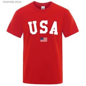 T-shirts pour hommes Usa Flag Street Personnalité Lettre Hommes Femmes T-shirts Coton Surdimensionné À Manches Courtes Lâche T-Shirt Respirant Surdimensionné Tops T240227