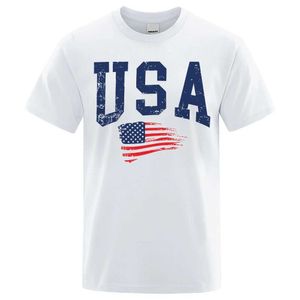 T-shirts masculins USA Letter Flag Hip Hop Imprimé hommes Femmes T-shirts