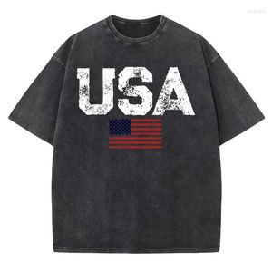 Mannen T-shirts Usa Letters Amerikaanse Vlag Sterren En Strepen T-shirt Mannen Hip Hop Koreaanse Luxe Mode Oversized T-shirt katoen Straat Casual