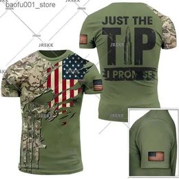 T-shirts voor heren VS US Army Veteraan T-shirt voor heren Kleding Militaire camouflage T-shirt 3D Skull Print Tops Tee Shirts Soldaten Tactische T-shirt Q240220
