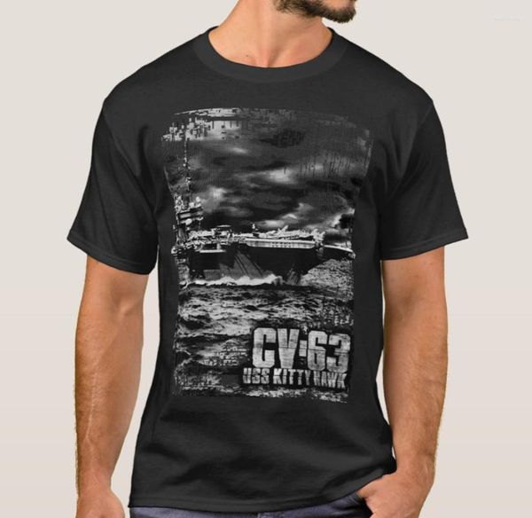 T-shirts pour hommes Chemise de porte-avions USS CV-63 Kitty Hawk. T-shirts décontractés en coton à manches courtes Top ample Taille S-3XL