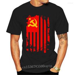 Heren t shirts usr usa vlag met hamer- en sikkel Sovjetunie symbool T-shirt