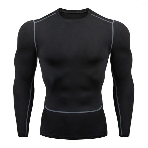 Camisetas para hombre, cuello en V, paquete de hombres para Fitness, camiseta deportiva de manga larga para correr, compresión atlética muscular