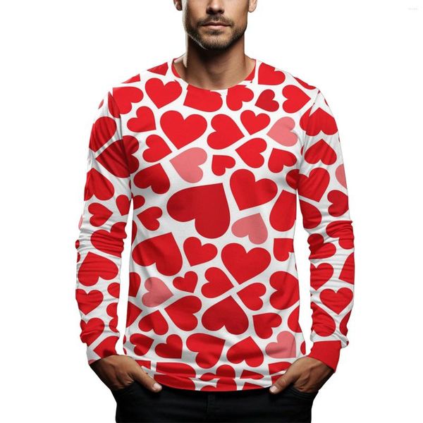 Camisetas para hombre Ropa del día de San Valentín Prendas de punto Estampado de amor Moda casual Ropa de manga larga para hombres