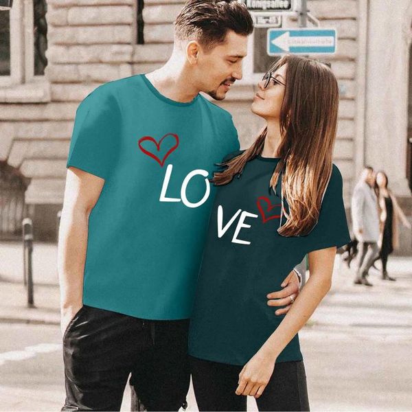 Camisetas para Hombre Camisetas De Regalo para Los Amantes del Día De San Valentín Camisetas De Manga Corta con Estampado De Letras De Moda Camisetas Informales con Estilo para Mujer