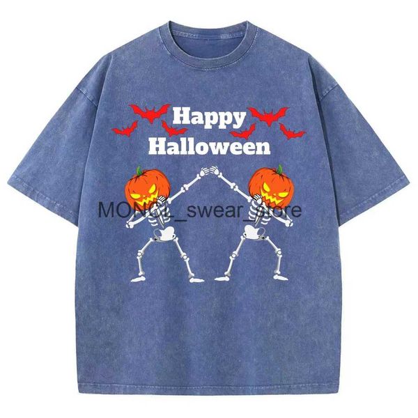 T-shirts pour hommes Vampire Cat Halloween Cool Tshirt 2023 Nouvelle liste Été Automne T-shirt à manches longues Lavé Femmes Fitness Vintage SweatshirtsH24220