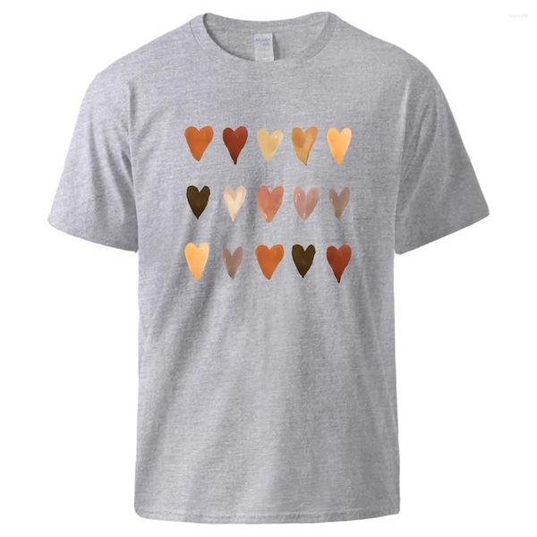 T-shirts pour hommes Différentes couleurs de peintures à l'aquarelle Amour Forme Imprimer Hommes T-shirt Coton Mode T-shirt Basique Cool Top Classique Tshirt