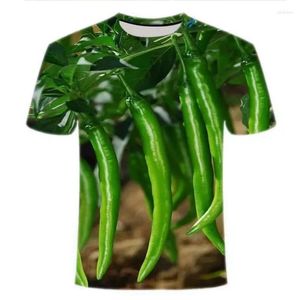 T-shirts pour hommes Chemise graphique de poivre végétal pour hommes T-shirt imprimé en 3D Vêtements pour femmes Été Casual O Cou Manches courtes Funny Kids Top