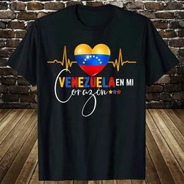 Camisetas para hombres Venezuela en El Corazon Venezolan Orgullo Tamisetas Menores Mujeres Unisex Algodón Camisetas Fashion Ropa Hombre T240510