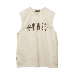 Heren T-shirts Vest Ronde Hals Amerikaans Leer Fluwelen Afdrukken Paar Mannen En Vrouwen Zomer Mode Trendy Losse Casual