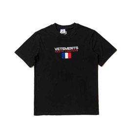 heren designer t-shirt Vetements 3D Foam Printing Zomer Hoogwaardige Invasion Lovers t-shirt High Street Puur katoen hiphop Nationale vlag borduurwerk korte mouw Vtm