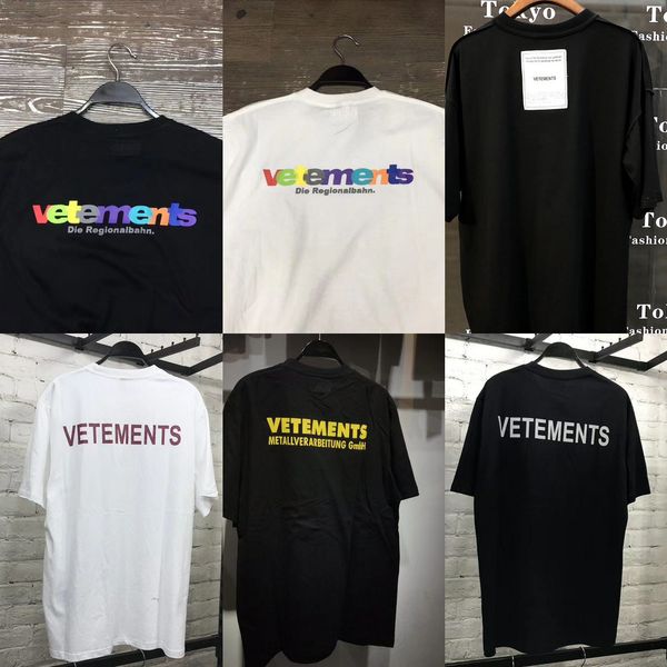 Camiseta de diseñador para hombre Vetements camiseta Hombre Mujer Manga corta Etiqueta grande Camisetas bordadas Negro Camisetas blancas Lujo Nueva llegada Jersey de algodón puro