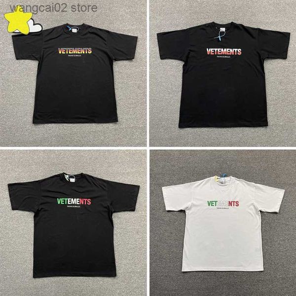 Camisetas para hombres Vetements Camisetas Ropa para hombres Negro Blanco Bandera de Polonia Tela pesada VTM Oversized Casual Manga corta Think Globally Embroider T230602