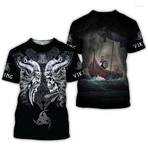 T-shirts pour hommes T-shirt imprimé Viking 3DT Digital Printing Tattoo Short Sleeve