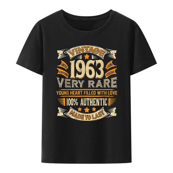 T-shirts pour hommes Vintage 1963 Très rare authentique fait pour durer T-shirt Jeune coeur rempli de tee-shirt imprimé décontracté Harajuku Streetwear Tops Z0220