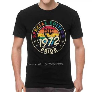 T-shirts voor heren Vintage 1972 Gay Shirt Pride LGBT Gift Equty T-shirt Men Nieuwheid T-shirt Verjaardag Thirts Cotton T Tops Strtwear Harajuku T240510