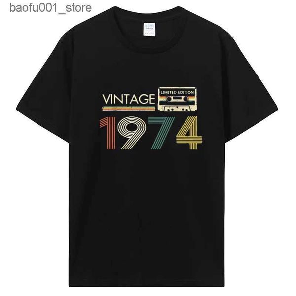 Camisetas para hombres Vintage 1974 Edición limitada Cassette T Shirt Harajuku Old Birthday Party Retro Camiseta Hombres Ropa Camiseta de algodón Tees Q240220