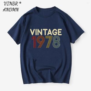 T-shirts pour hommes Vintage 1978 Distressed Retro Fade 44ème anniversaire Cadeau Chemise de fête Coton Plus Taille Hommes Femmes Vêtements O Cou À Manches Courtes Top