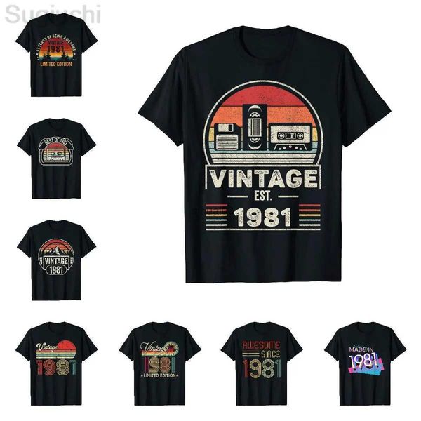 T-shirts pour hommes Vintage 1981 Pièces originales drôles des années 80 Rétro Cadeau d'anniversaire T-shirt 100% coton T-shirts Hommes Femmes T-shirts unisexes Tops Tees