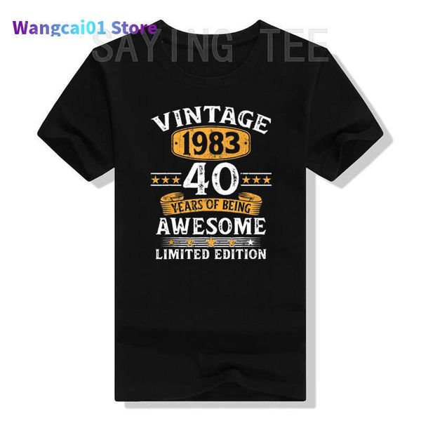 T-shirts pour hommes Vintage 1983 40 ans 40e anniversaire cadeaux pour hommes femmes T-shirt vêtements pour hommes papa mari cadeau d'anniversaire meilleur Selr 0301H23