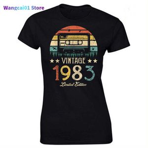 T-shirts voor heren Vintage 1983 Limited Edition Retro Cassette Dames T-shirt 40e 40 jaar oud verjaardagsfeestje Geschenk zwart T-shirt 0304H23