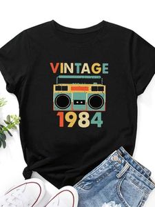 T-shirts masculins vintage 1984 Recordier imprimé femmes T-shirt court slve o cou de cou tshirt tshirt t-shirt tops vêtements camisetas mujer t240510