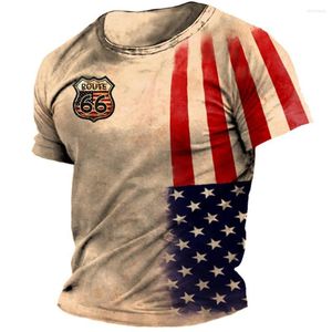 Heren t shirts vintage 66 route t-shirt voor mannen 3D geprinte motorrijdermotor kleding oversized korte mouwen tops shirt camiseta 6xl