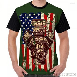 Camisetas para hombre Vintage American Muscle Car Engine Graphic camiseta para hombre camiseta divertida con estampado completo para mujer camisetas de manga corta