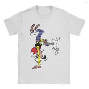 T-shirts pour hommes Vintage dessin animé belge Lucky Luke T-Shirt de compétences de tir pour hommes femmes coton Cowboy à manches courtes T-Shirt vêtements