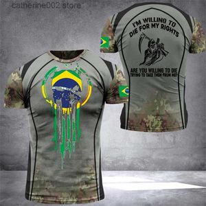 T-shirts pour hommes Vintage drapeau du Brésil tshirt T-shirts pour hommes 3D Print Veterans Chemise brésilienne O-Neck Oversized Streetwear Manches courtes Camo Tops T230602