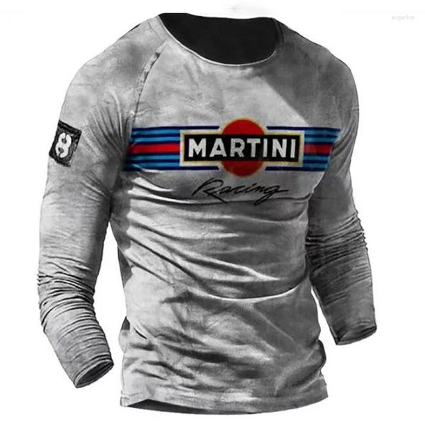 Camisetas para hombres camisetas vintage de algodón 3D estampado en manga larga América 66 camisetas de motocicleta de ruta de gran tamaño ropa de motociclista