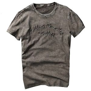 T-shirts pour hommes Vintage Distressed Washed T-shirt à manches courtes pour homme Européen et américain à la mode T-shirt décontracté pour hommes Style d'été Vêtements 230313