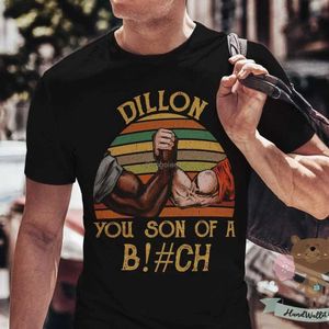 T-shirts voor heren Vintage Nederlands en Dillon Handshake Shirt You Son of A B TCH T-shirt 80s Movie TEE Funny Gift Idea OS2002010 T240425