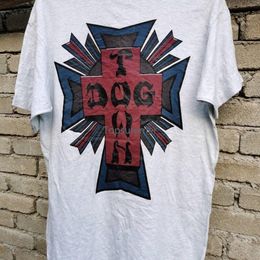 T-shirts masculins Vintage début 1990 # 39S Dog City Skateboard T-shirt Tendances Iron Rod Skateboard Punk Size l Venise Clothing Dog City