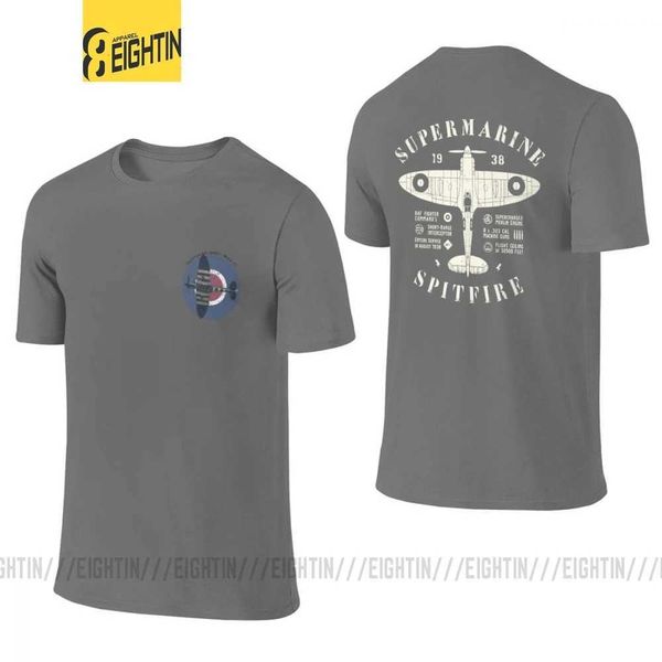 T-shirts masculins Vintage Fighter Plane Supermarine Spitfire hommes T-shirt Avant Deux côtés Aircraft Airplane Tee T-shirt à manches courtes T-shirts Coton T240425