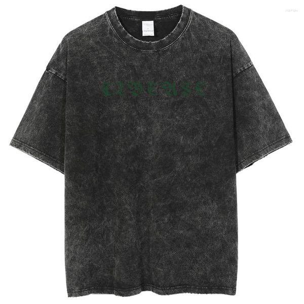 T-shirts pour hommes Vintage pour hommes Imprimer Tee-shirt à manches courtes surdimensionné Hip Hop O-Cou Coton Vêtements Camiseta