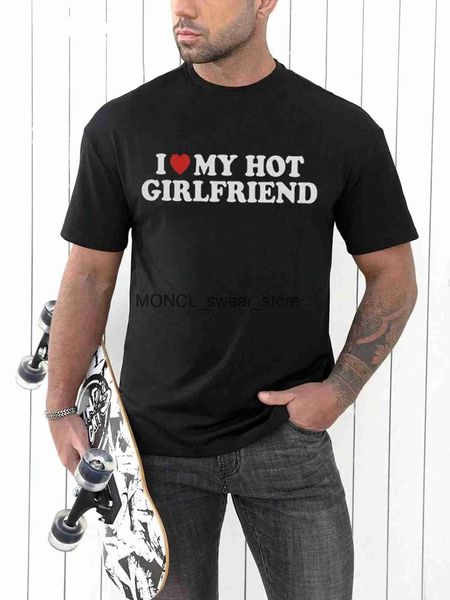 Camisetas para hombres Vintage divertido amo a mi novia caliente novio camiseta pareja gráfico camiseta hombres novios algodón casual deporte streetwearh24129