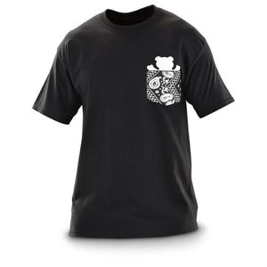 Camisetas para hombre, camisetas Vintage con bolsillo de Bandana de peso pesado, camiseta negra con estampado de oso para hombre, camiseta de verano 2022 para hombre