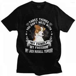 Heren t shirts vintage jack Russell Terrier t-shirt drie dingen die je niet knoeit met t-shirt mannen korte mouwen hondeneigenaar cadeau katoenen T-shirt