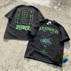 T-shirts Hommes Vintage Justin Bieber T-shirt Hommes Femmes Meilleure Qualité Lavé Noir Top T-shirts T-shirtyolq