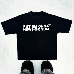 Camisetas para hombres Camiseta de impresión de letras vintage Slve Punk y2k Strtwear Hip Hop Gothic Grunge Fashion Black Bash Mens Clothing T240506