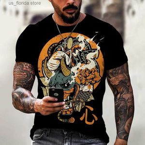 T-shirts pour hommes Vintage Masque Samurai Imprimé Hommes Coton T-shirt Tops Été Casual Court Slve Chemise O Cou Surdimensionné Strt Hommes Vêtements Y240315