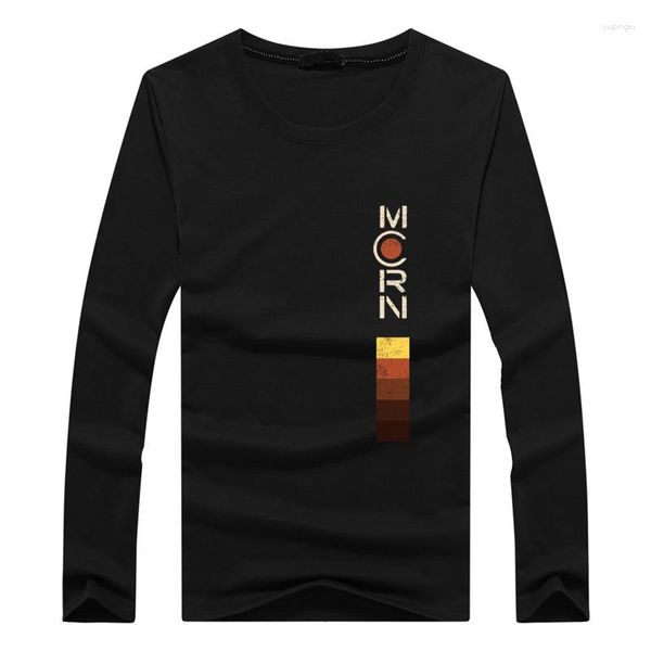 T-shirts masculins vintage mcrn uniforme coure cou mande à manches longues surdimensionnée pour hommes