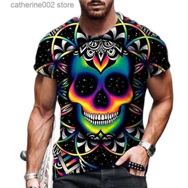 Camisetas de hombre Camiseta de calavera de hombre vintage Camiseta de calavera con estampado 3d Camisetas de muerte de calavera para hombre Camisetas de gran tamaño de manga corta de terror Camiseta de hombre Ropa Goku T230602