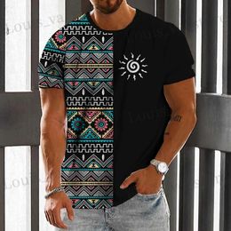 T-shirts masculins T-shirt pour hommes vintage Imprimé ethnique décontracté Slve Sumou Round Cou Strtwear Sweat-shirt lâche masculin