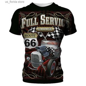 T-shirts voor heren Vintage heren T-shirt Route 66 grafisch sweatshirt Biker Short Slve Ts mannelijk punkshirt O-hals trui Goedkope coole kleding Y240314
