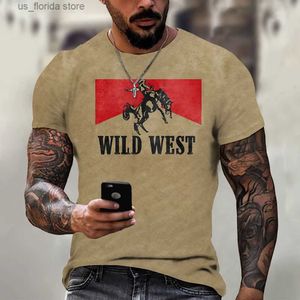 T-shirts pour hommes Vintage Hommes T-shirts Cowboy Vêtements Tops à manches courtes 2023 Nouvel été Venez Lâche Casual Strtwear Mans T-shirts 5XL Y240314