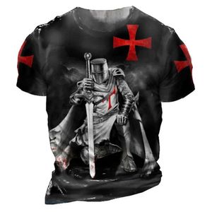 T-shirts masculins Vintage Mens T-shirts chevaliers Templiers T-shirts pour hommes surdimensionnés d'été
